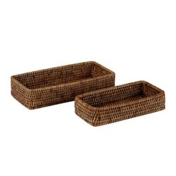 Set de 2 bandejas de ratán en marrón, 30 x 14 x 6 cm | Nature