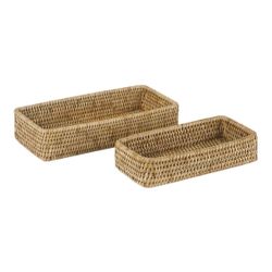 Set de 2 bandejas de ratán en natural, 30 x 14 x 6 cm | Nature