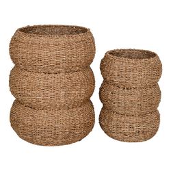Set of 2 natural seagrass baskets, 35 x 35 x 45 cm | Sarbas