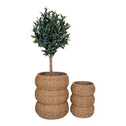 Set of 2 natural seagrass baskets, 35 x 35 x 45 cm | Sarbas