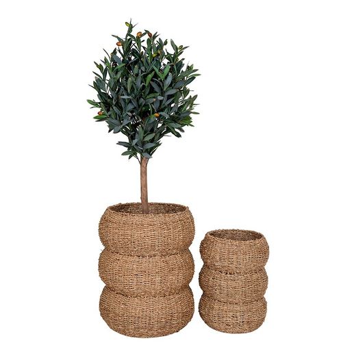 Set of 2 natural seagrass baskets, 35 x 35 x 45 cm | Sarbas