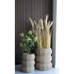Set of 2 natural seagrass baskets, 35 x 35 x 45 cm | Sarbas