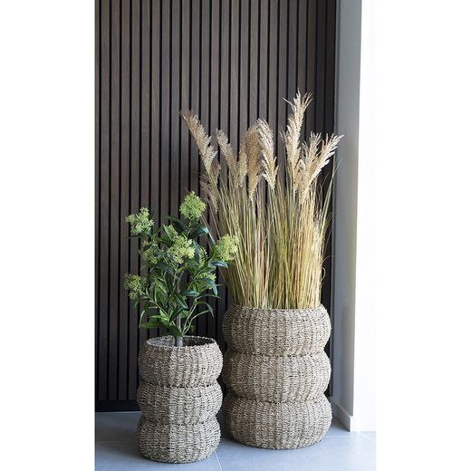 Set of 2 natural seagrass baskets, 35 x 35 x 45 cm | Sarbas