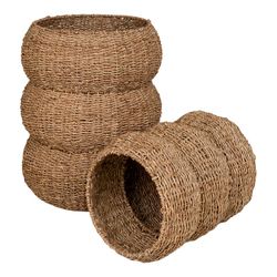 Set of 2 natural seagrass baskets, 35 x 35 x 45 cm | Sarbas