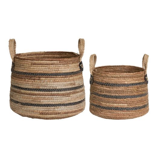 Set of 2 banana leaf baskets in multicolour, 39 x 39 x 28.5 cm | Erba