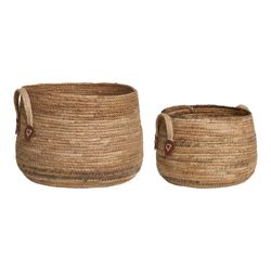 Set of 2 natural banana leaf baskets, 39 x 39 x 28.5 cm | Aosta