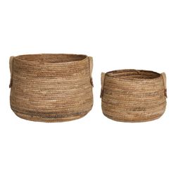 Set of 2 natural banana leaf baskets, 39 x 39 x 28.5 cm | Aosta
