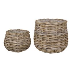 Set of 2 natural rattan baskets, 38 x 38 x 34 cm | Pulo