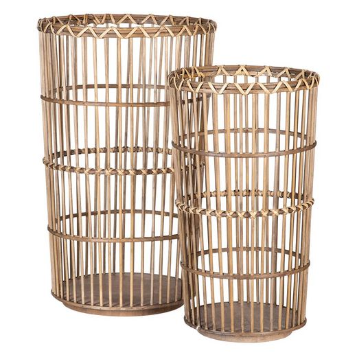 Set of 2 Natural Bamboo Baskets, Ø42x69cm