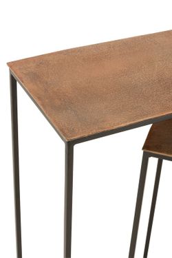 Lot de 2 Consoles Rectangulaires Aluminium Marron/Noir, 100x30x83 cm