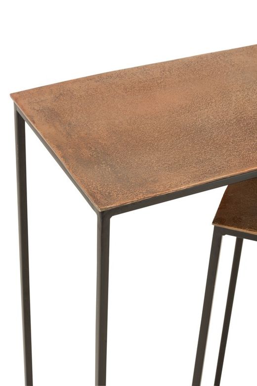 Lot de 2 Consoles Rectangulaires Aluminium Marron/Noir, 100x30x83 cm