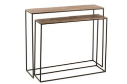 Lot de 2 Consoles Rectangulaires Aluminium Marron/Noir, 100x30x83 cm