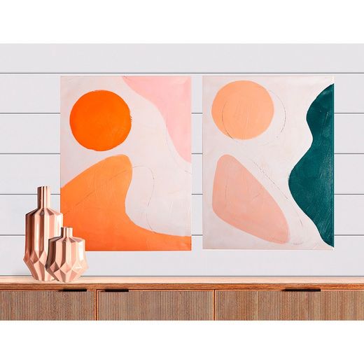 Set of 2 multicolored canvas paintings, 60 x 4 x 80 cm | Jula