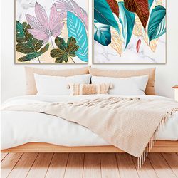 Set van 2 veelkleurige houten lijsten, 80 x 3 x 80 cm | Zali