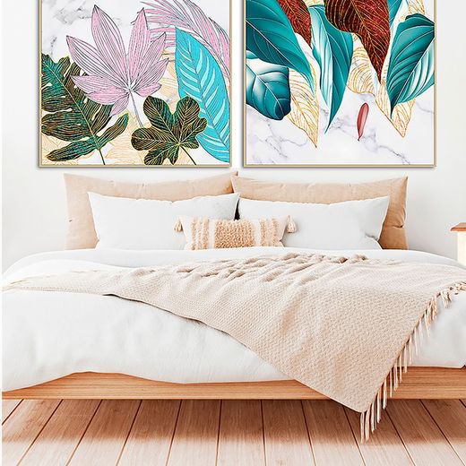 Set van 2 veelkleurige houten lijsten, 80 x 3 x 80 cm | Zali