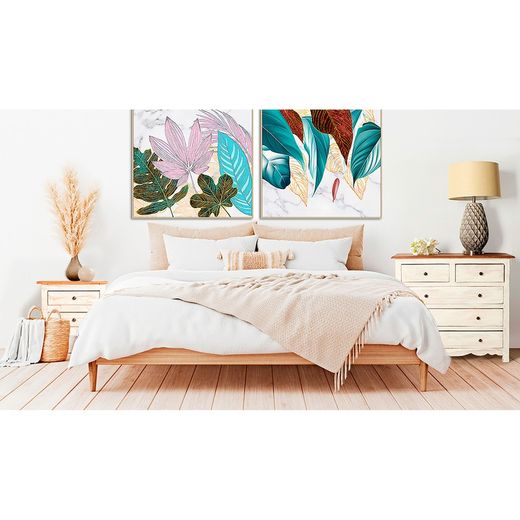 Set van 2 veelkleurige houten lijsten, 80 x 3 x 80 cm | Zali
