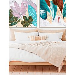 Set van 2 veelkleurige houten lijsten, 80 x 3 x 80 cm | Zali