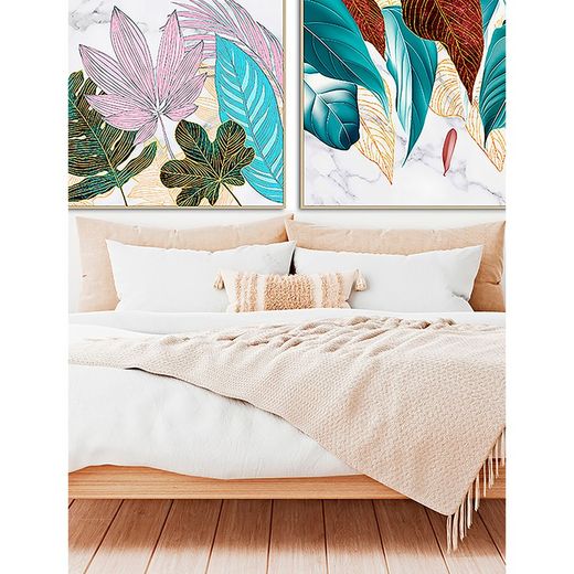 Set van 2 veelkleurige houten lijsten, 80 x 3 x 80 cm | Zali