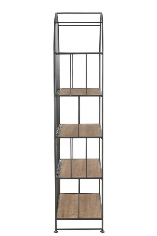 Set of 2 Black/Natural Metal and Wood Shelves, 80x40x182 cm