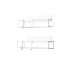 Set of 2 white steel shelves, 32 x 12 x 6 cm | cubiko