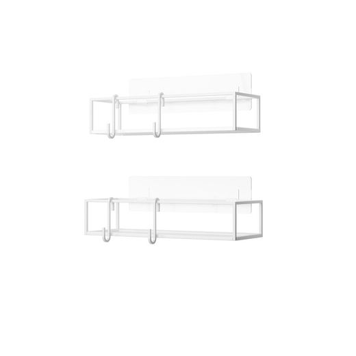 Set of 2 white steel shelves, 32 x 12 x 6 cm | cubiko