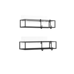 Set di 2 mensole in acciaio nero, 32 x 12 x 6 cm | cubiko