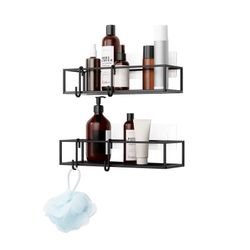 Set di 2 mensole in acciaio nero, 32 x 12 x 6 cm | cubiko