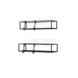 Set di 2 mensole in acciaio nero, 32 x 12 x 6 cm | cubiko