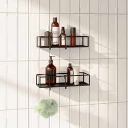 Set di 2 mensole in acciaio nero, 32 x 12 x 6 cm | cubiko