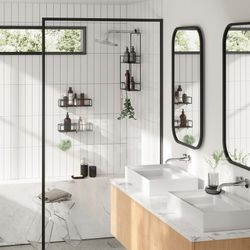 Zestaw 2 czarnych stalowych półek, 32 x 12 x 6 cm | cubiko