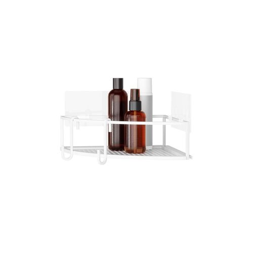 Set of 2 white steel corner shelves, 23 x 23 x 8 cm | cubiko