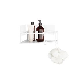 Set of 2 white steel corner shelves, 23 x 23 x 8 cm | cubiko
