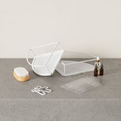 Set of 2 white steel corner shelves, 23 x 23 x 8 cm | cubiko