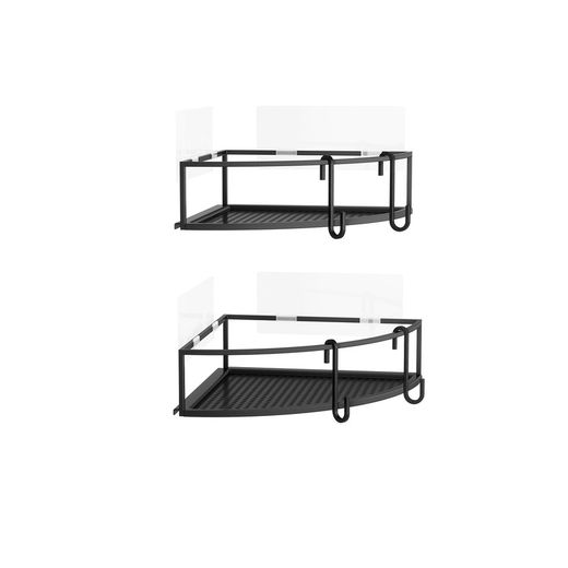 Set de 2 estantes esquineros de acero en negro, 23 x 23 x 8 cm | Cubiko