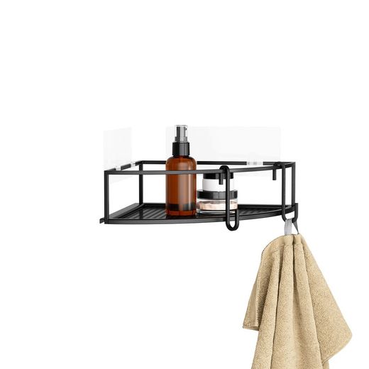 Set of 2 black steel corner shelves, 23 x 23 x 8 cm | cubiko
