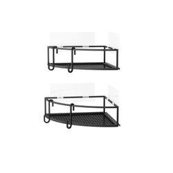 Set of 2 black steel corner shelves, 23 x 23 x 8 cm | cubiko