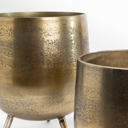 Set of 2 Gold Aluminum Planters, Ø25x29cm