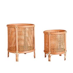 Set de 2 maceteros de bambú en marrón, 25 x 25 x 32 cm | Arteaga