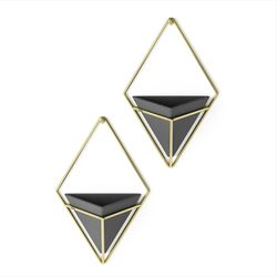 Set di 2 fioriere da parete in resina nera e oro, 11 x 7 x 19 cm | Trigg