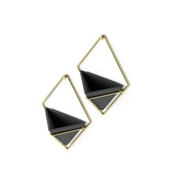 Set di 2 fioriere da parete in resina nera e oro, 11 x 7 x 19 cm | Trigg