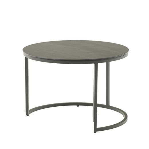 Lot de 2 tables d'appoint en aluminium et verre anthracite, 74 x 74 x 50 cm | Albury