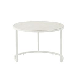 Lot de 2 tables d'appoint en aluminium et verre blanc, 74 x 74 x 50 cm | Albury