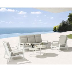 Lot de 2 tables d'appoint en aluminium et verre blanc, 74 x 74 x 50 cm | Albury