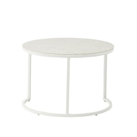 Lot de 2 tables d'appoint en aluminium et verre blanc, 74 x 74 x 50 cm | Albury