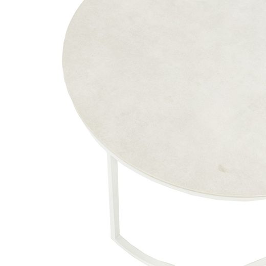 Lot de 2 tables d'appoint en aluminium et verre blanc, 74 x 74 x 50 cm | Albury