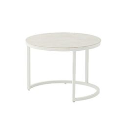 Lot de 2 tables d'appoint en aluminium et verre blanc, 74 x 74 x 50 cm | Albury