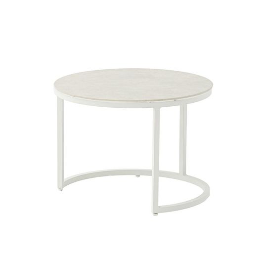 Lot de 2 tables d'appoint en aluminium et verre blanc, 74 x 74 x 50 cm | Albury