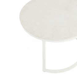 Lot de 2 tables d'appoint en aluminium et verre blanc, 74 x 74 x 50 cm | Albury
