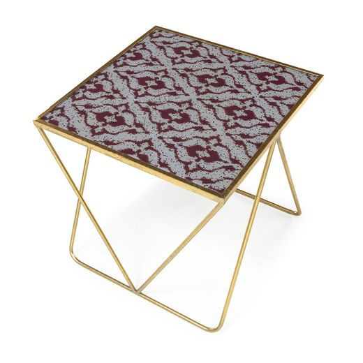 Zestaw 2 stolików szklanych i metalowych w kolorze złotym, 60x32x60cm