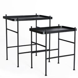 Set of 2 Black Devich Iron Side Tables, 55x38x60cm